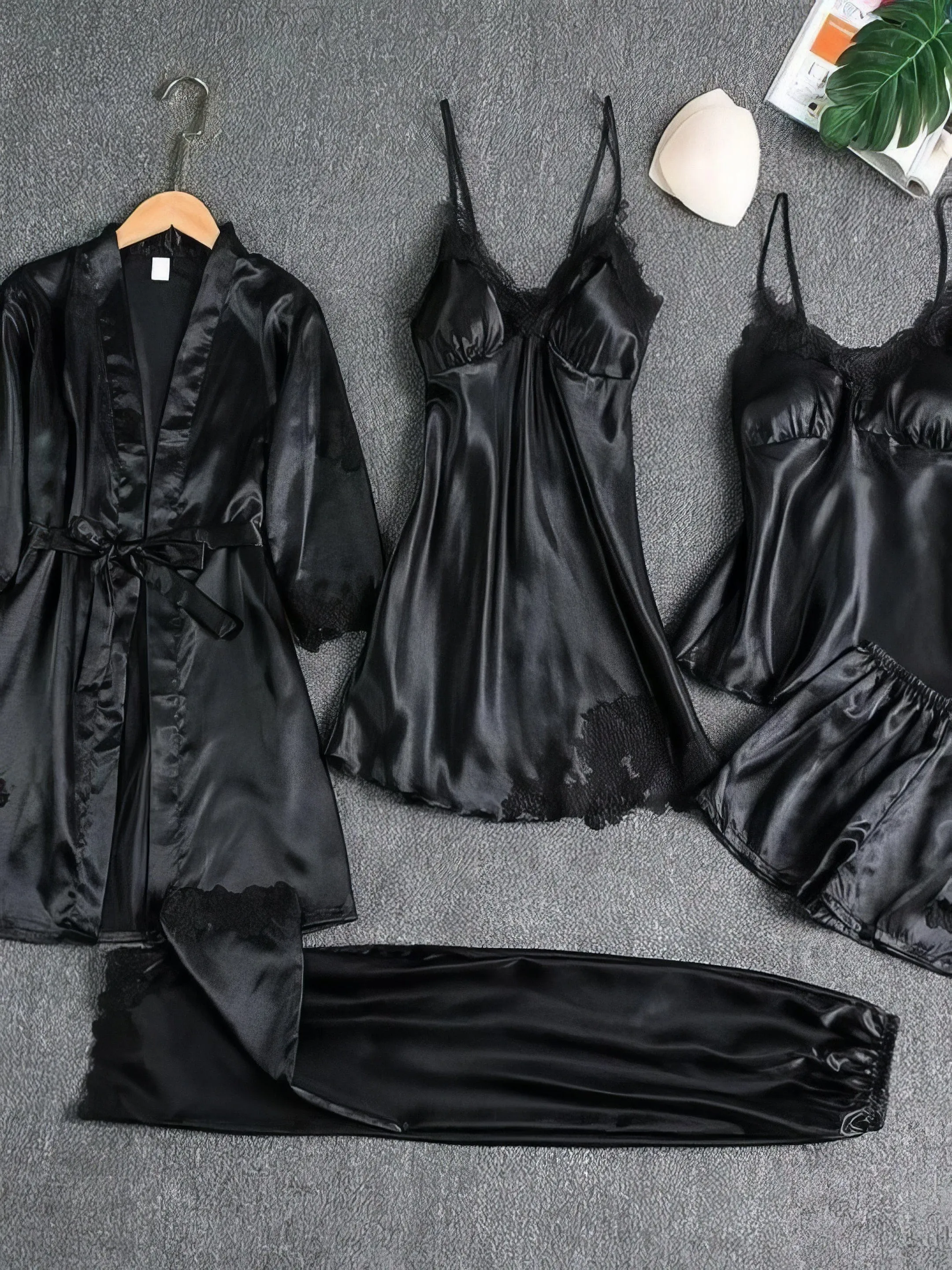 5-Piece Satin Pajama Set,  Perfect for Lounging
