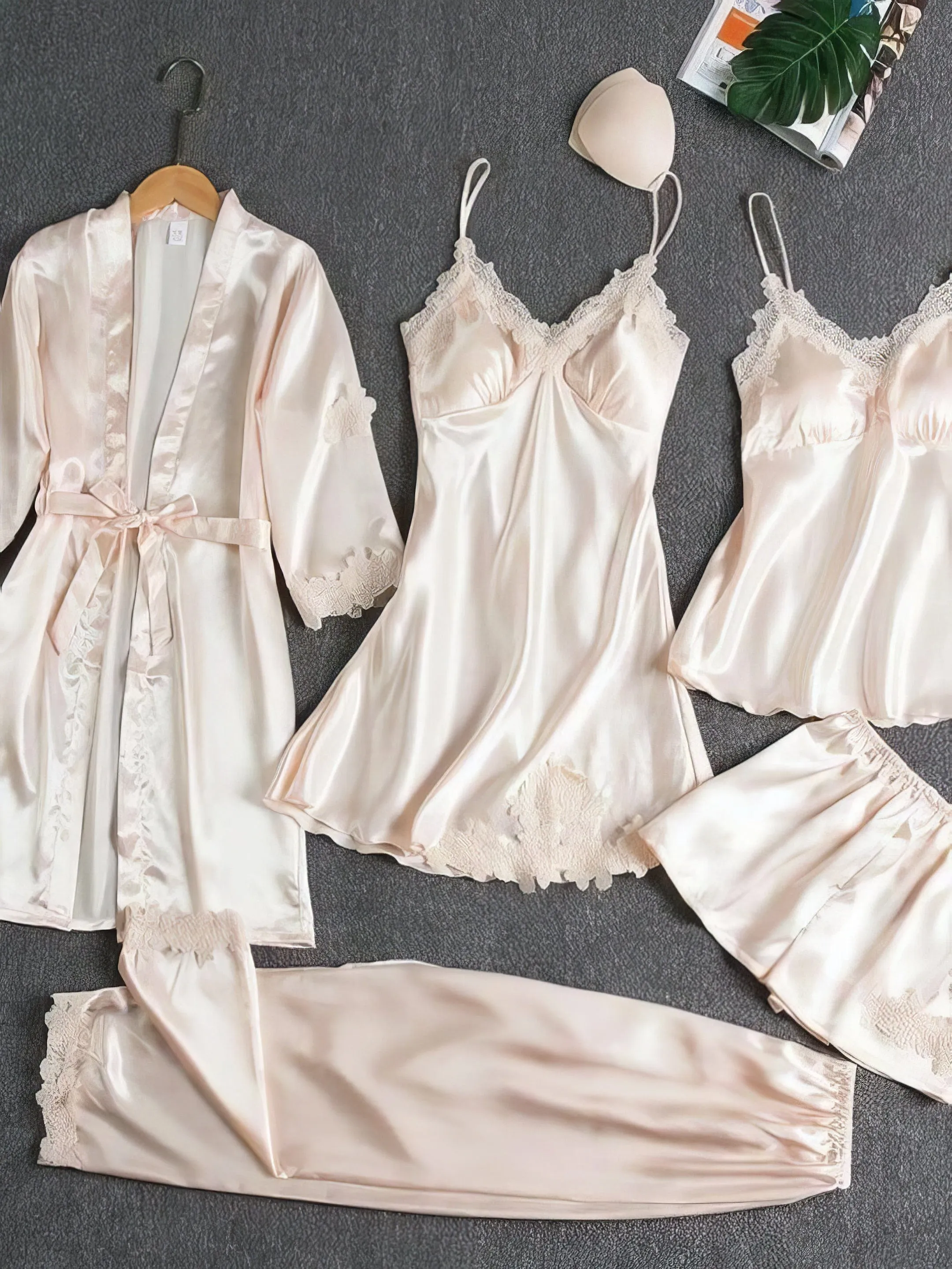 5-Piece Satin Pajama Set,  Perfect for Lounging