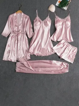 5-Piece Satin Pajama Set,  Perfect for Lounging