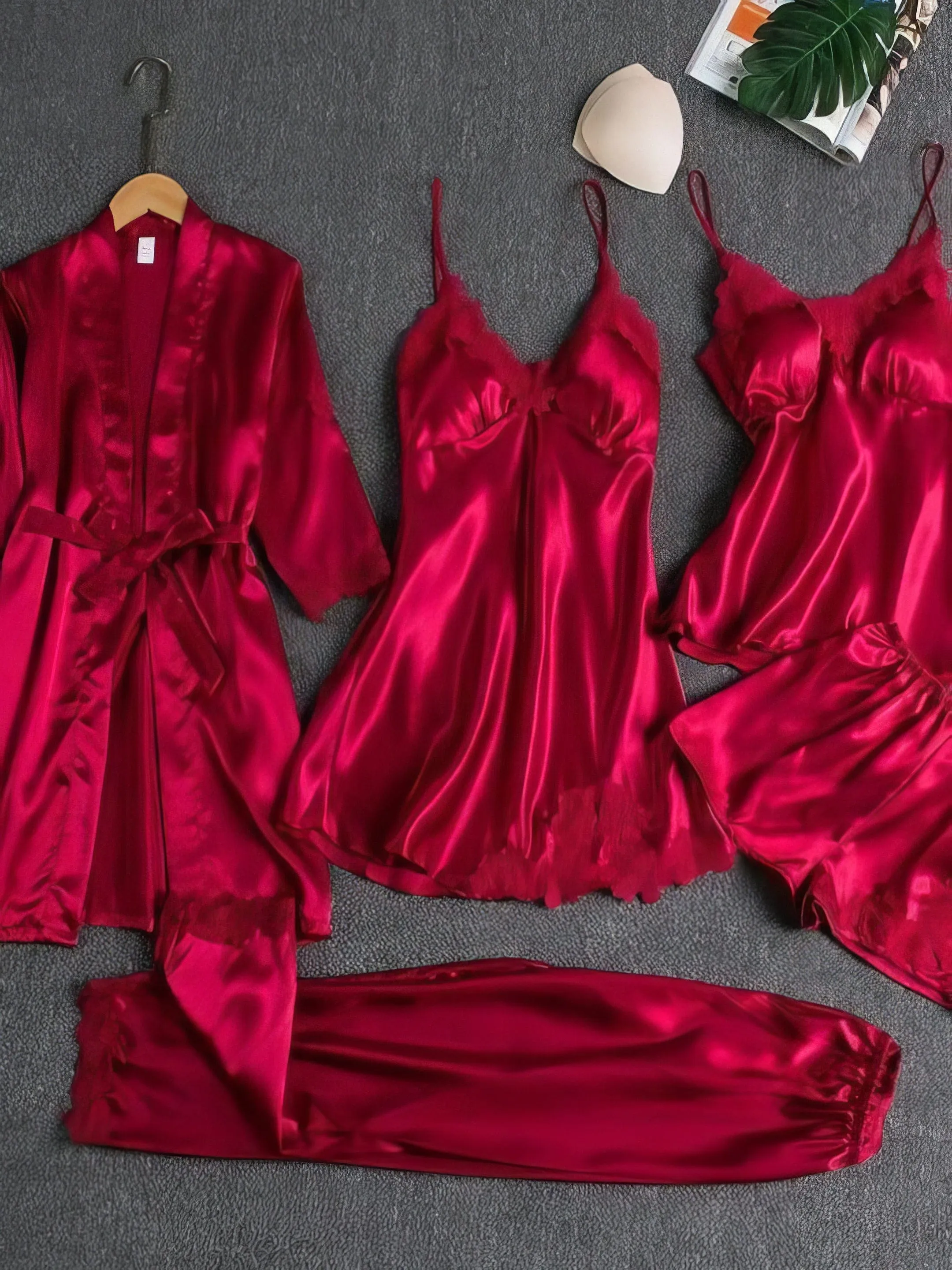 5-Piece Satin Pajama Set,  Perfect for Lounging