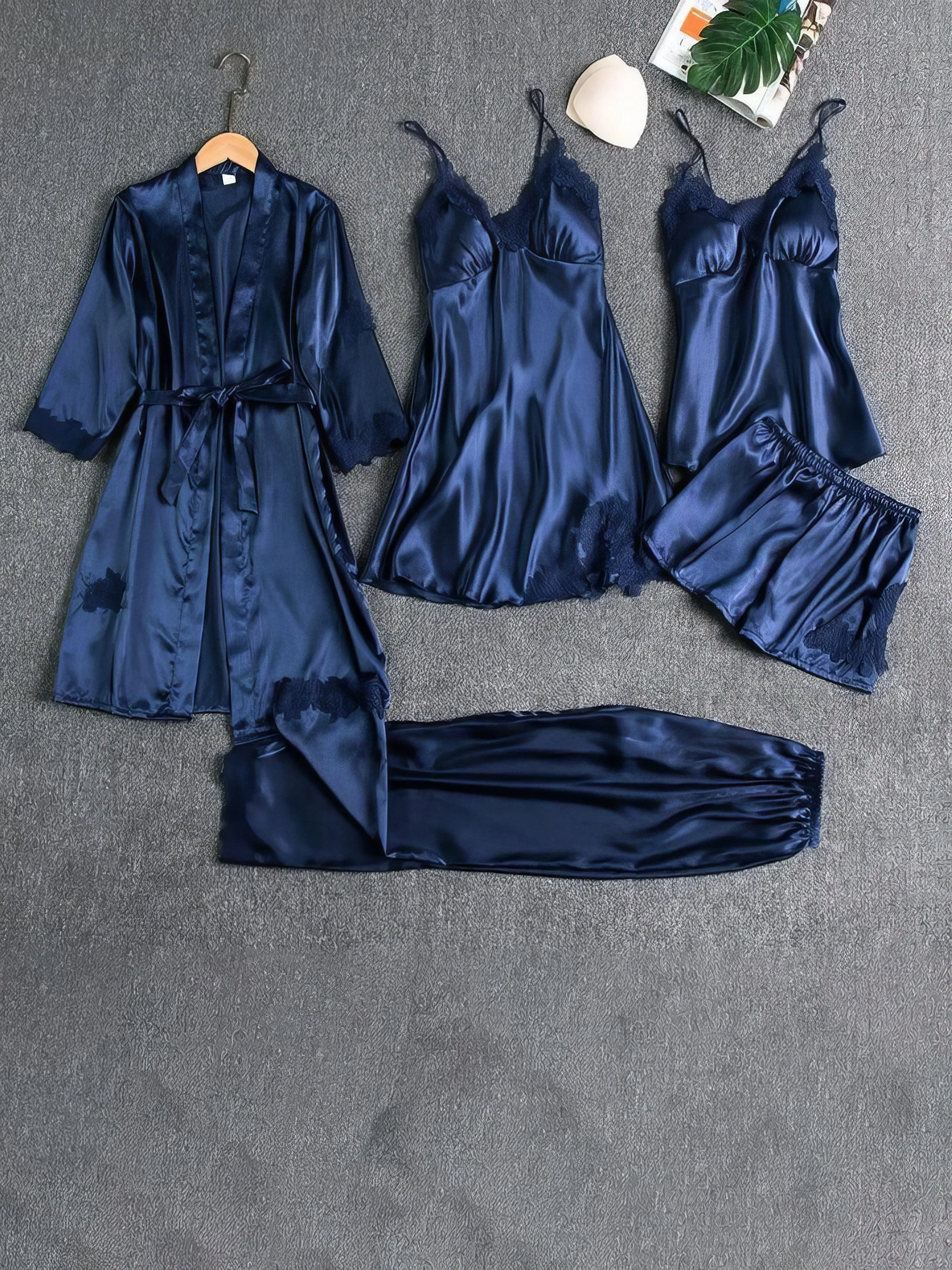 5-Piece Satin Pajama Set,  Perfect for Lounging