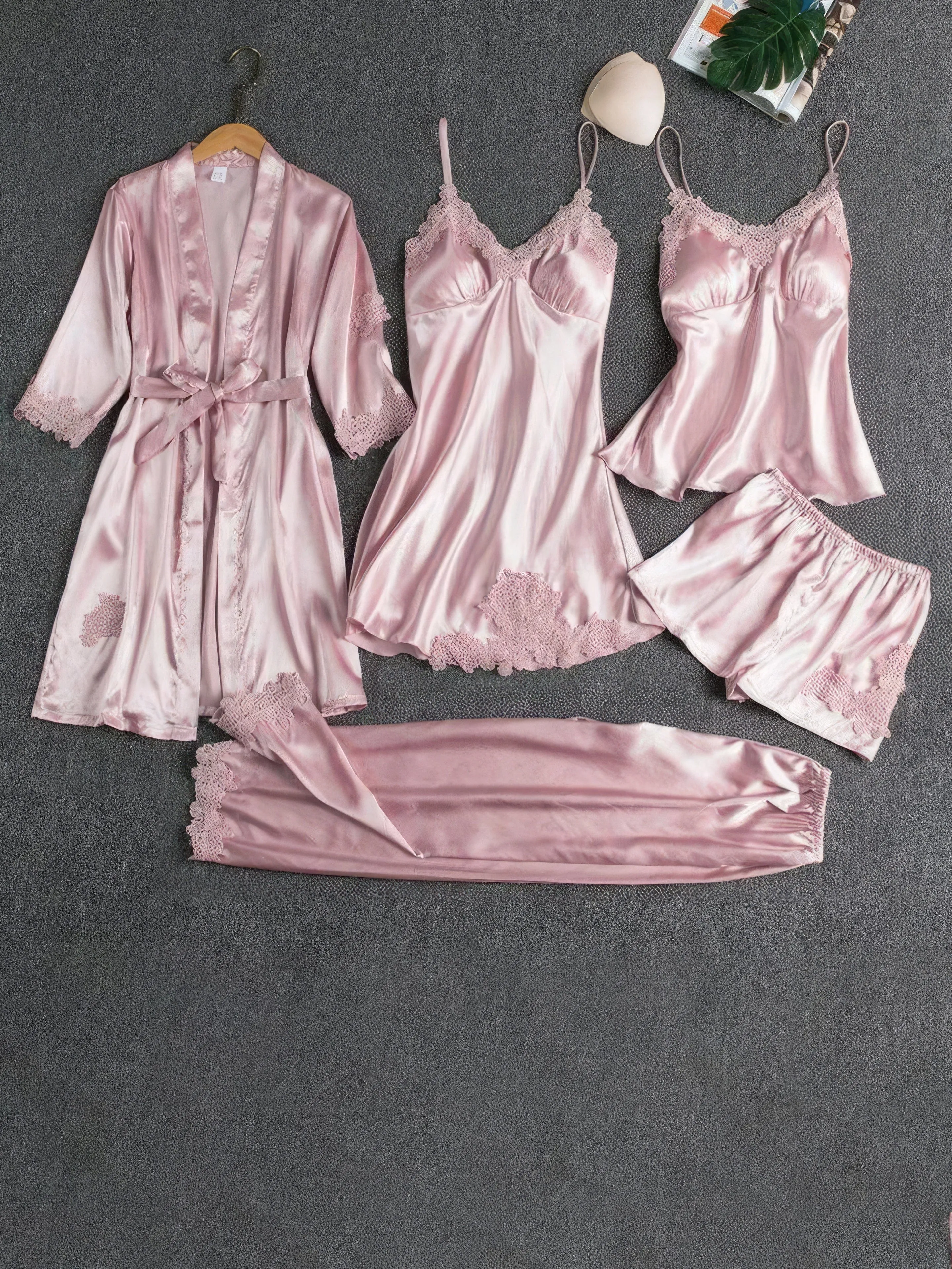 5-Piece Satin Pajama Set,  Perfect for Lounging