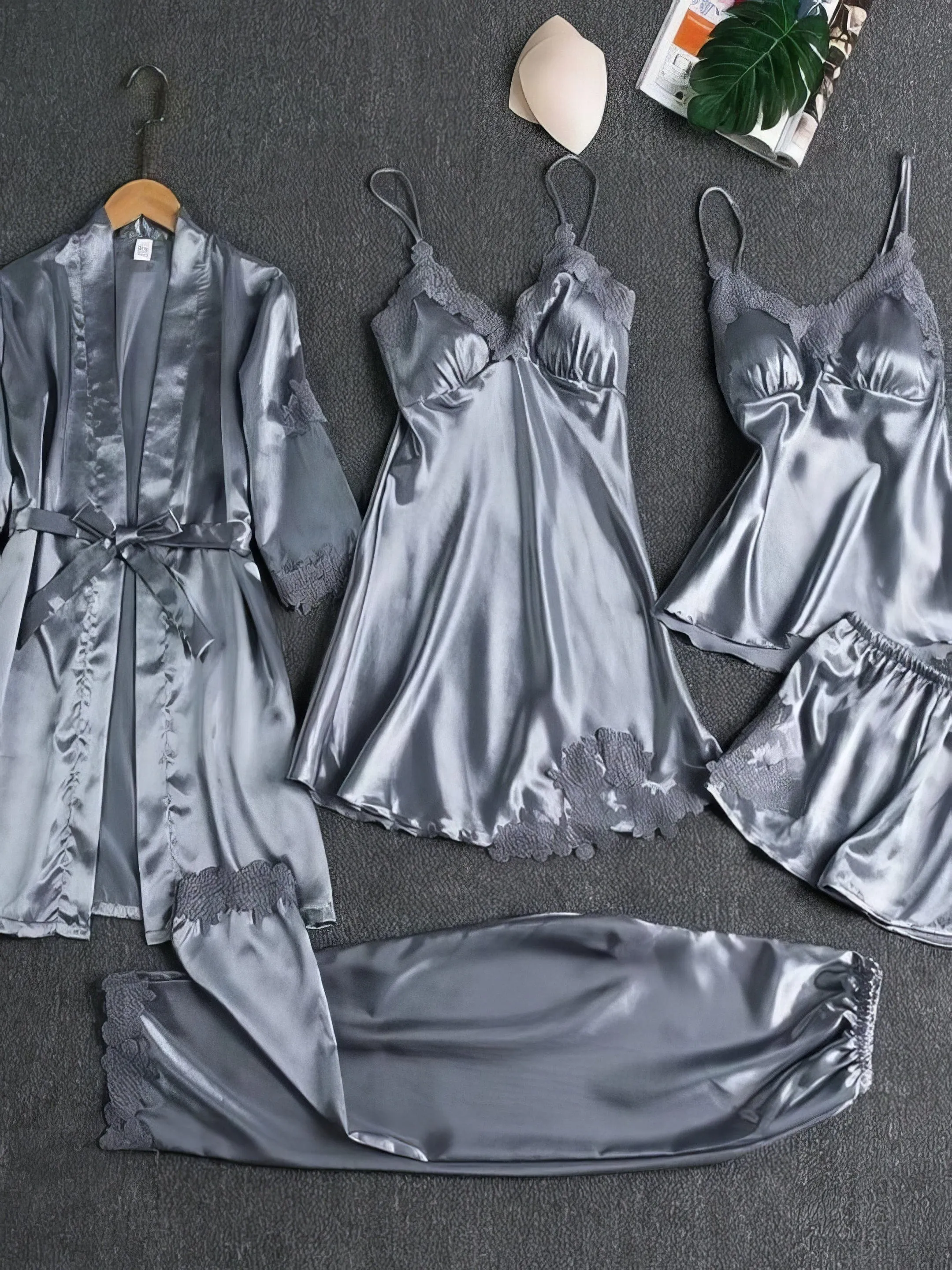 5-Piece Satin Pajama Set,  Perfect for Lounging