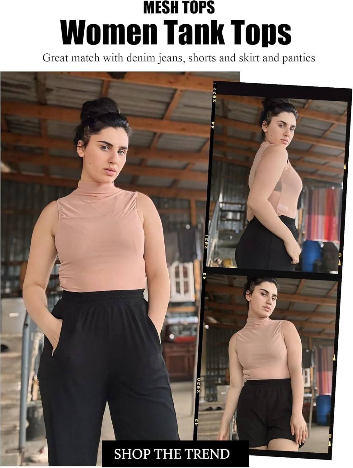 Avidlove Sexy Mesh Top Women's Sleeveless Sheer Tops Mock Neck See Through Tank Blouses Shirts