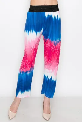Blue & Pink Tie Dye Print Pants