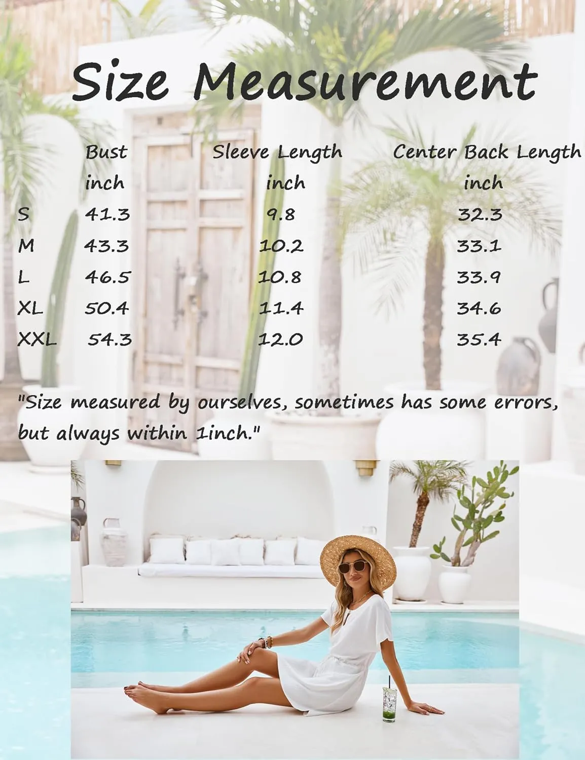 Bluetime Women Casual Summer Swimsuit Coverup Bikini Beachwear Coverups Flowy Short Sleeve Beach Dress