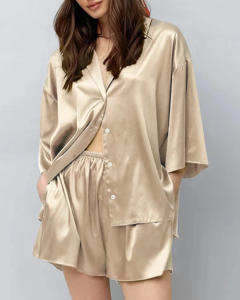 Classic Plus Size Silk Pajama Set