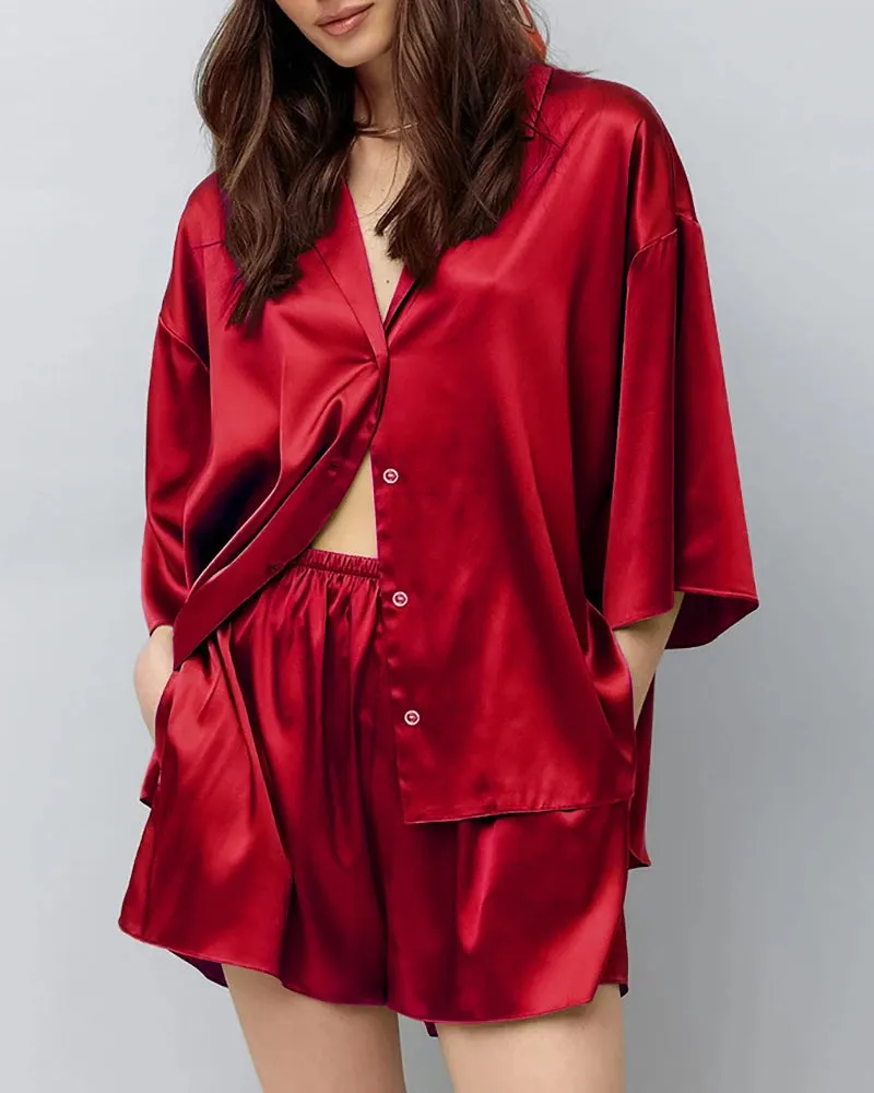 Classic Plus Size Silk Pajama Set