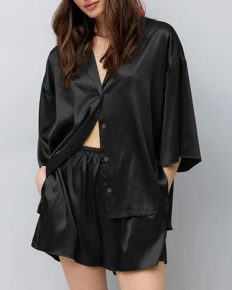 Classic Plus Size Silk Pajama Set