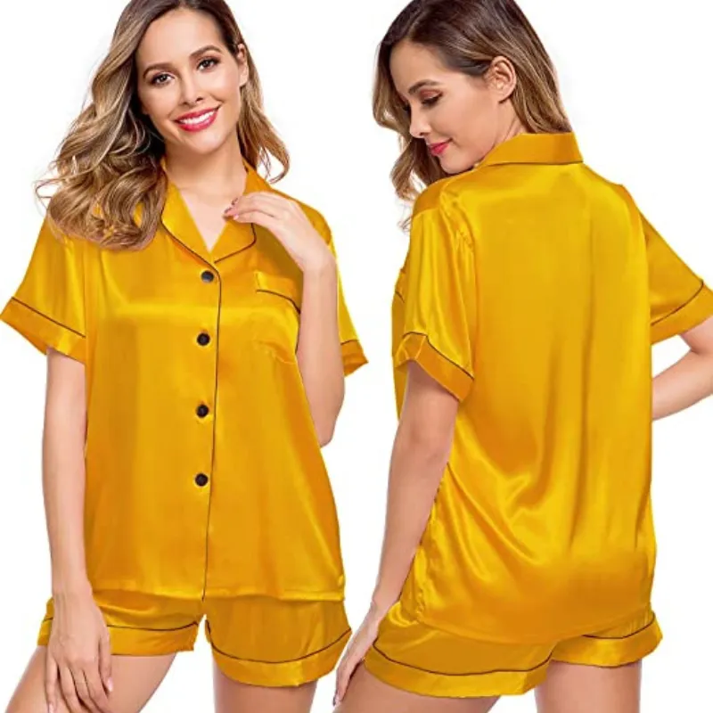 Comfy Women's Silk Short Sleeve Pajama Suit