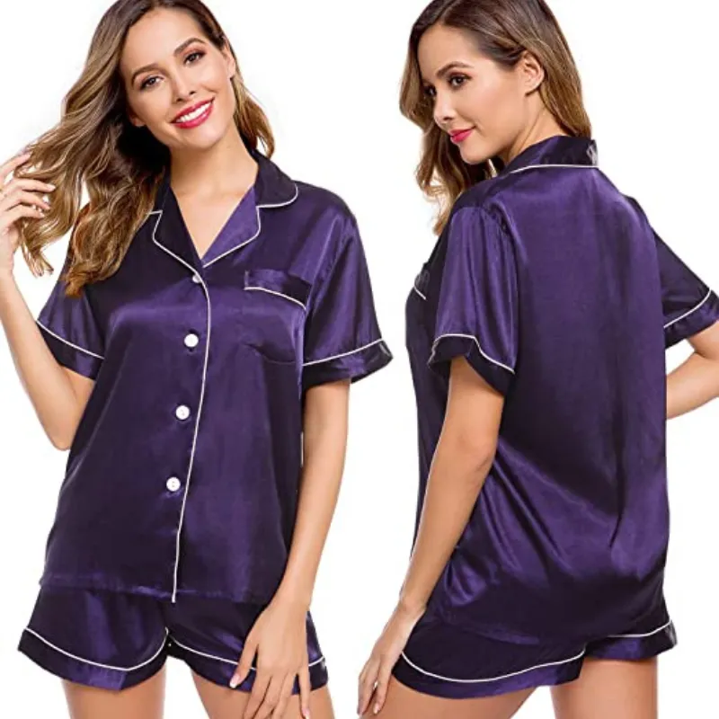 Comfy Women's Silk Short Sleeve Pajama Suit