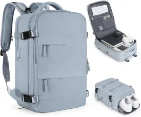 coofay Large Travel Backpack For Women Men Airline Approved Carry On Backpack Flight Approved Waterproof Sports Luggage Backpack Casual Daypack Hiking Backpack Grey Blue