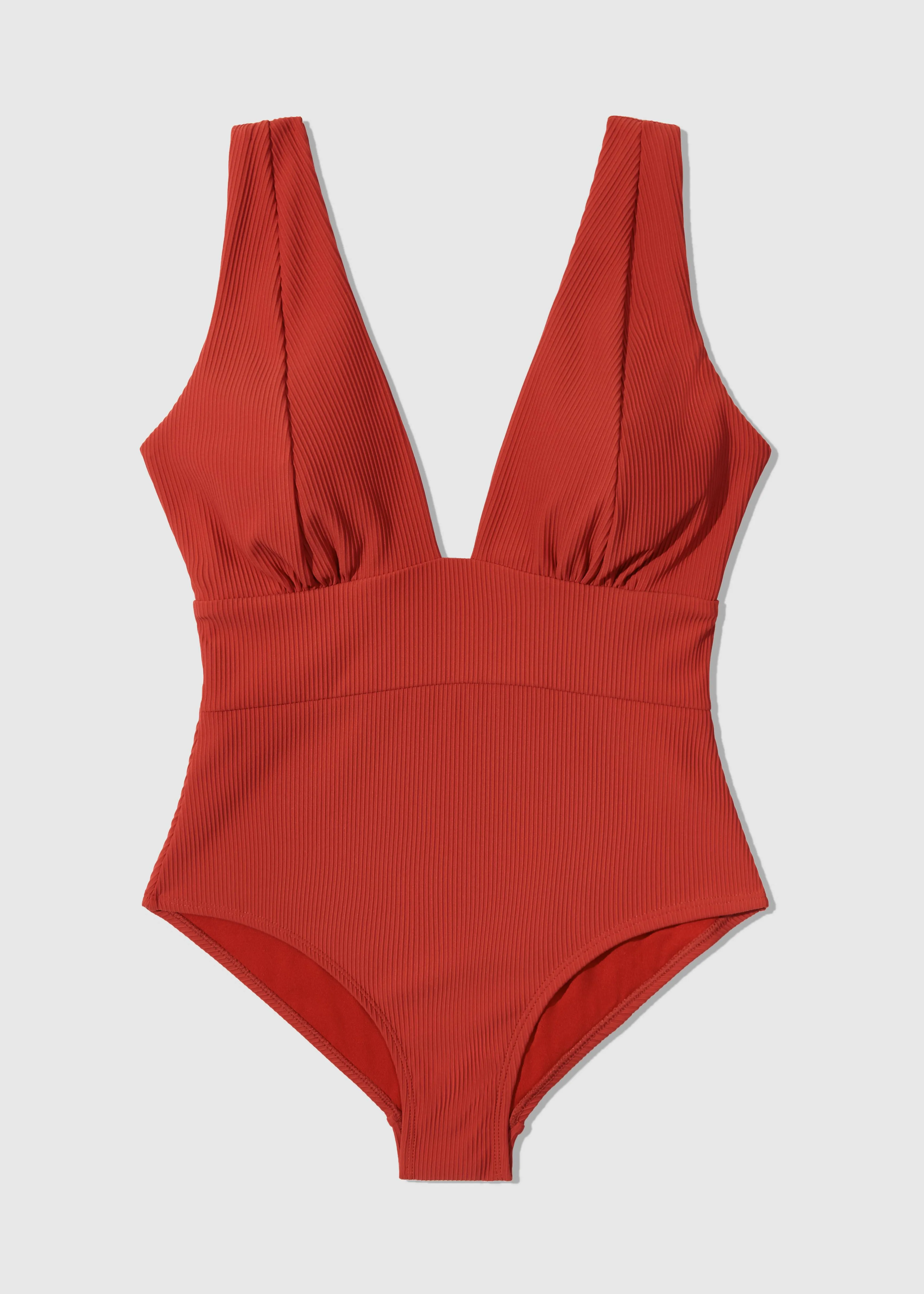 DEEP V RIB ONE PIECE SWIMSUIT