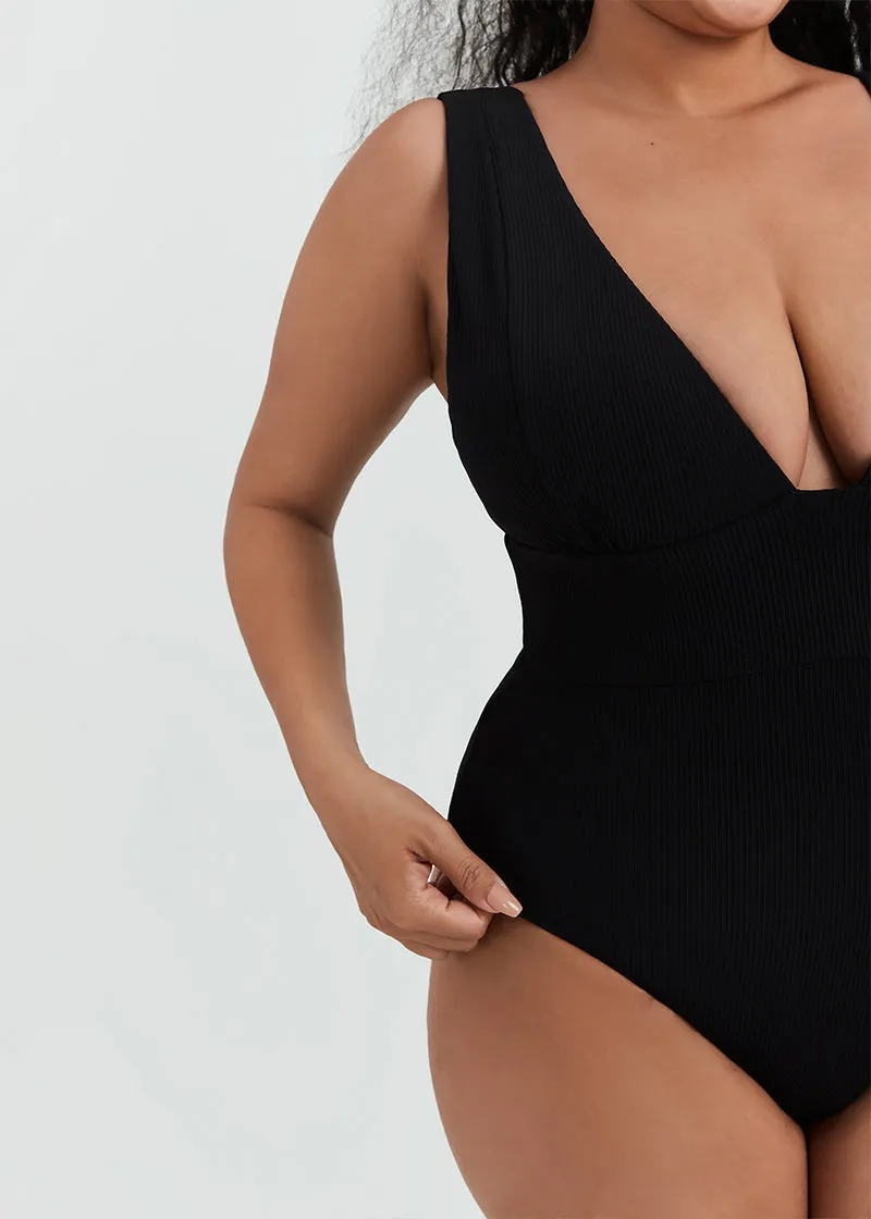 DEEP V RIB ONE PIECE SWIMSUIT