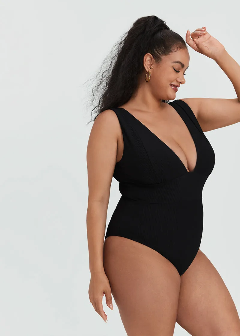 DEEP V RIB ONE PIECE SWIMSUIT