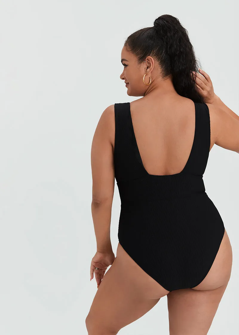 DEEP V RIB ONE PIECE SWIMSUIT