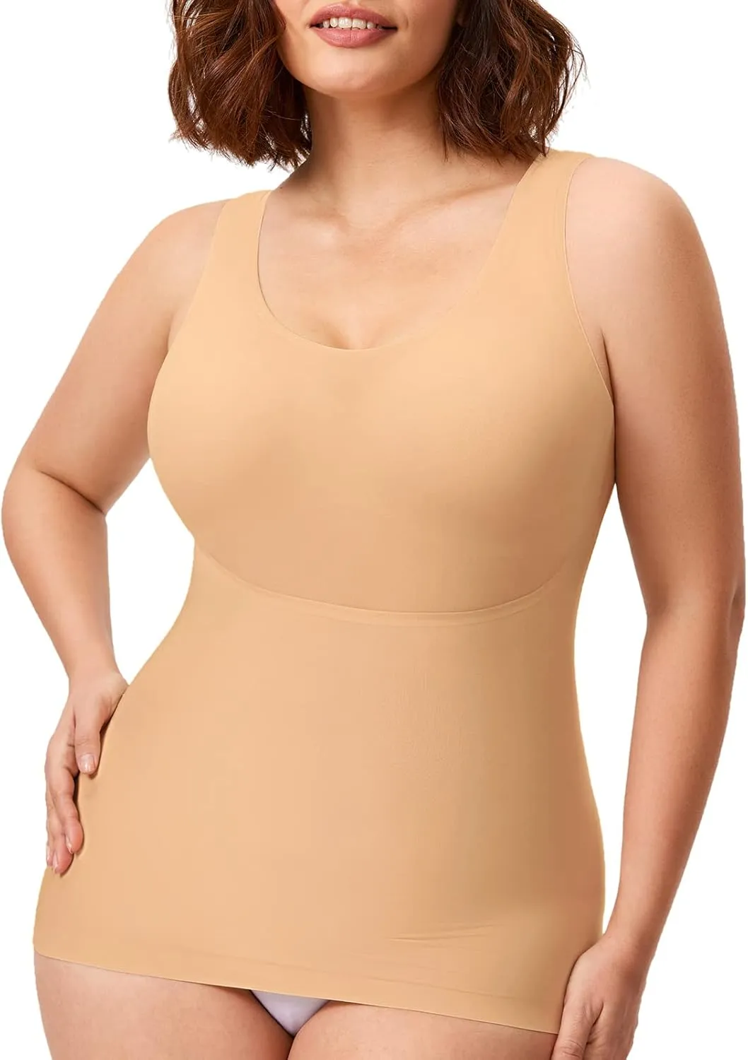 DELIMIRA Women's Shapewear Tummy Control Tank Tops Plus Size Seamless Camisole
