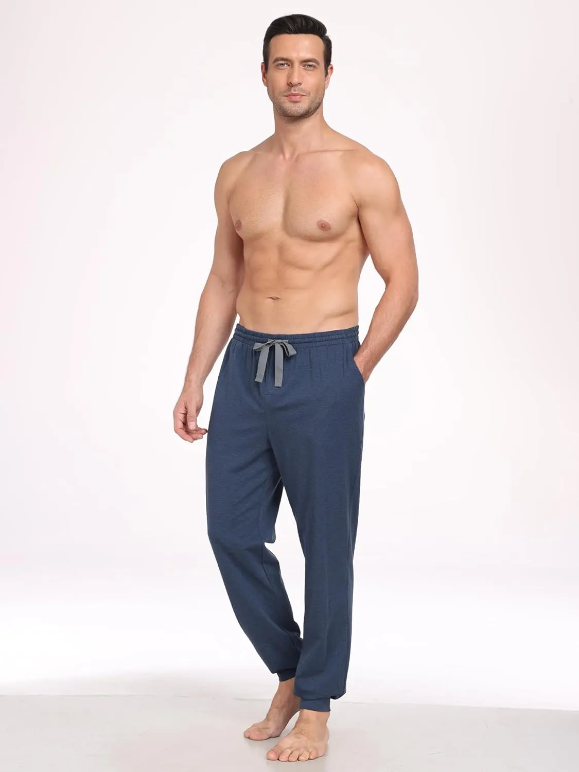 EA'S SECRET Men's 100% Cotton Pajama Bottoms Stretch Waist Soft Drawstring Sleep Lounge Pj Pants with Pockets
