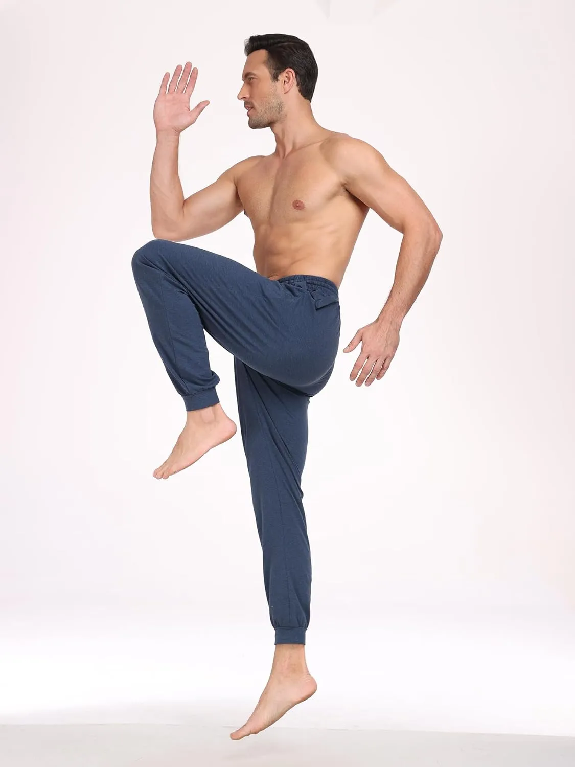 EA'S SECRET Men's 100% Cotton Pajama Bottoms Stretch Waist Soft Drawstring Sleep Lounge Pj Pants with Pockets