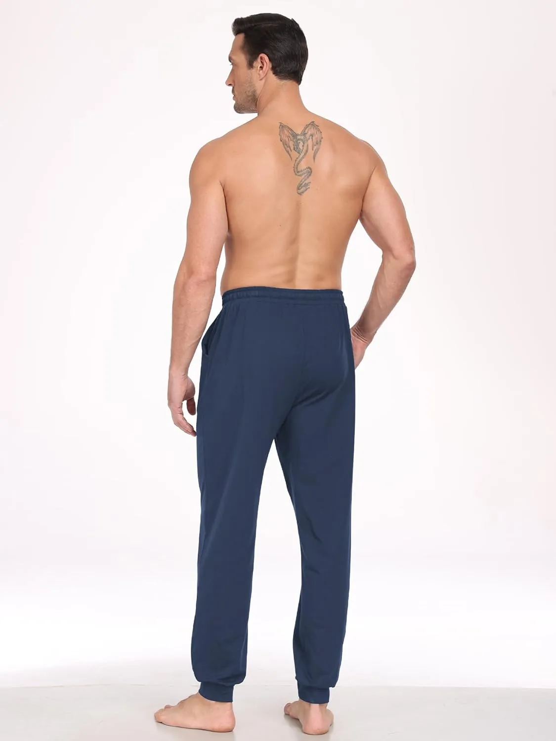 EA'S SECRET Men's 100% Cotton Pajama Bottoms Stretch Waist Soft Drawstring Sleep Lounge Pj Pants with Pockets