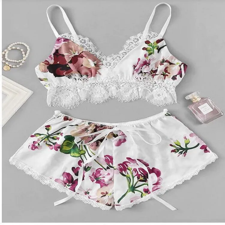 Elkaliy Women's lingerie lace doll sexy suspender underwear two-piece set