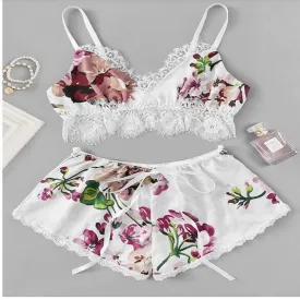 Elkaliy Women's lingerie lace doll sexy suspender underwear two-piece set