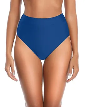 High Waisted Bikini Bottoms Flattering Cut For Any Body Type-Blue