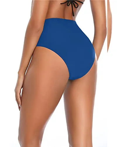 High Waisted Bikini Bottoms Flattering Cut For Any Body Type-Blue