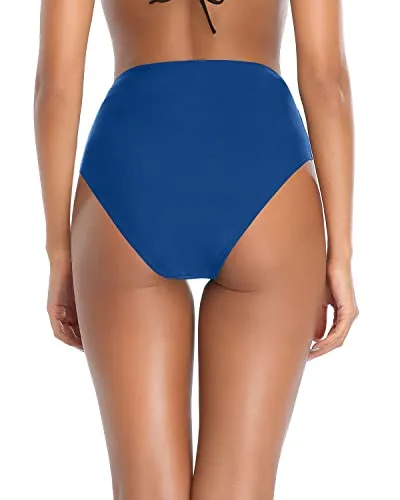 High Waisted Bikini Bottoms Flattering Cut For Any Body Type-Blue