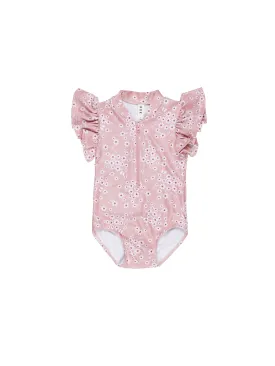 Huxbaby Floral Frill Zip Swimsuit