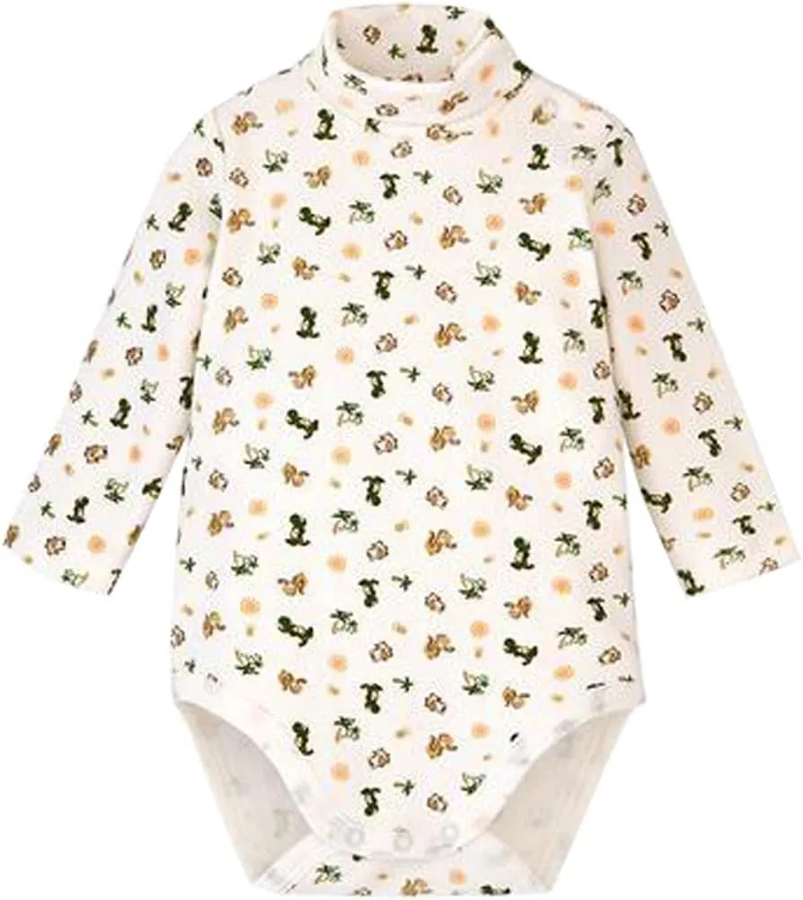Infant/Toddler Baby Boys Girls Long Sleeves Bodysuit Cotton Turtle-Neck One-Piece Fall Winter Cloths Outfit