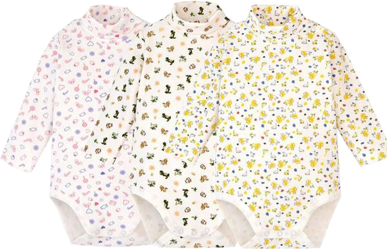 Infant/Toddler Baby Boys Girls Long Sleeves Bodysuit Cotton Turtle-Neck One-Piece Fall Winter Cloths Outfit