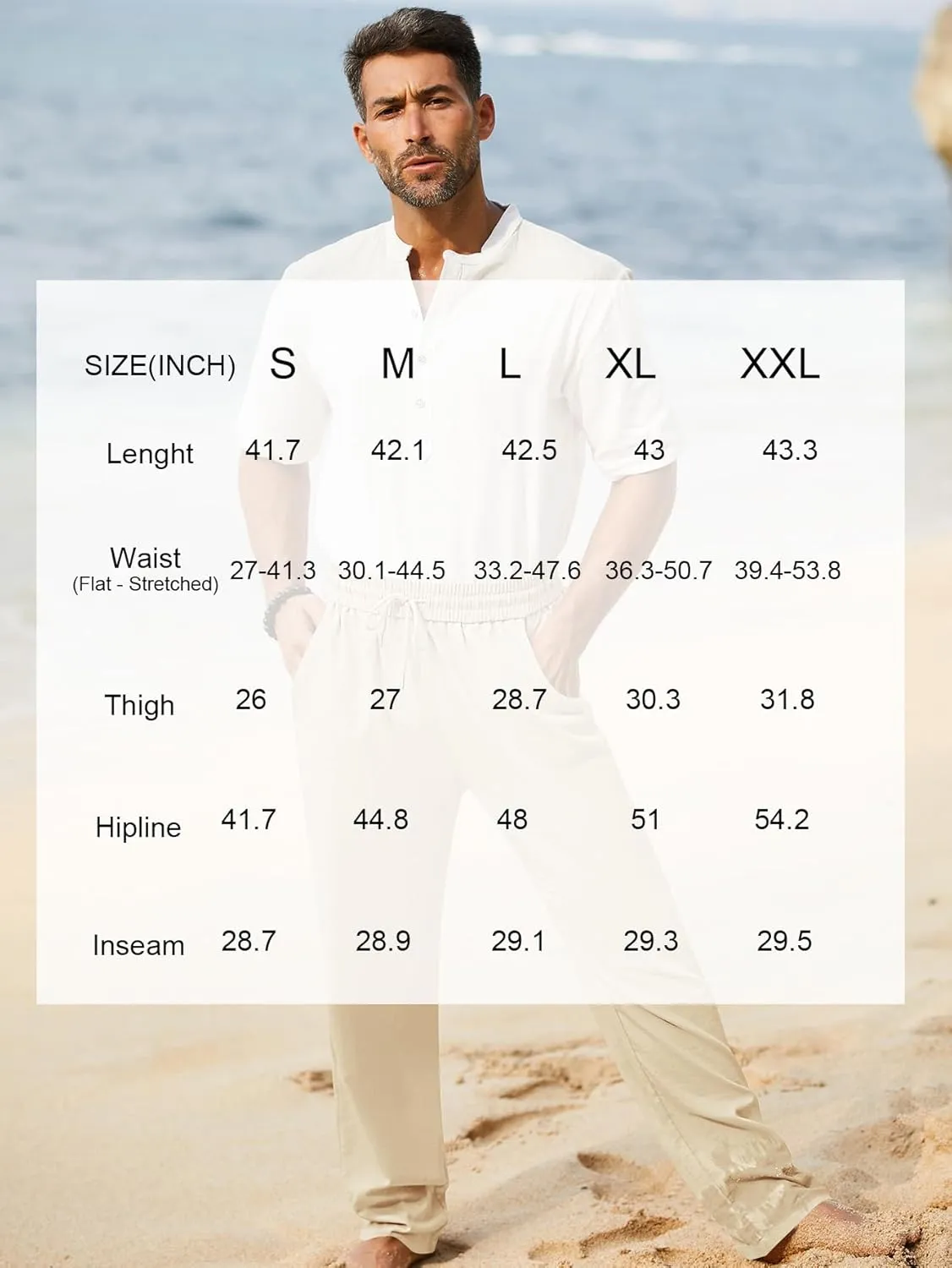 iWoo Linen Pants Men Casual 2025 Summer Beach Elastic Drawstring Waist Yoga Pants Travel Baggy Work Pant Pajama