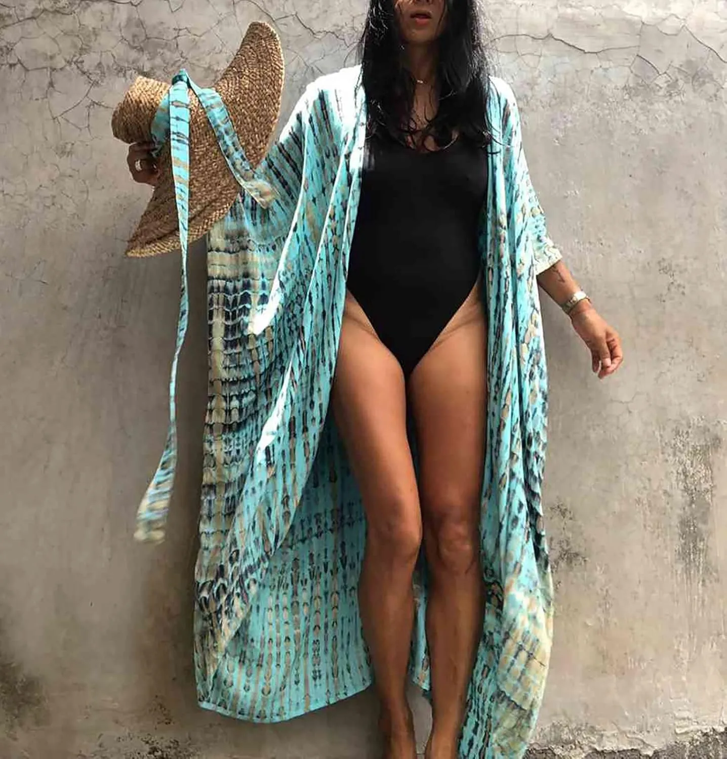 MEILING Women's Bikini Bathing Suit Cover Up Swimwear Open Front Kimono Jacket Cardigan Long Robe Dress