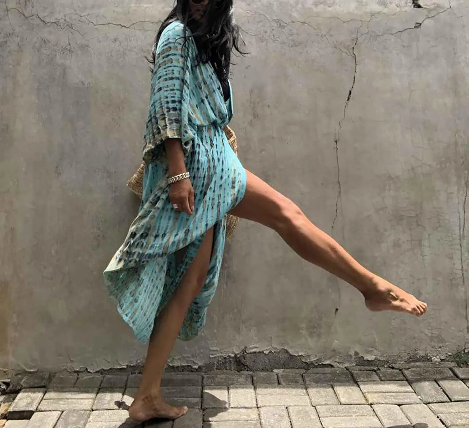 MEILING Women's Bikini Bathing Suit Cover Up Swimwear Open Front Kimono Jacket Cardigan Long Robe Dress