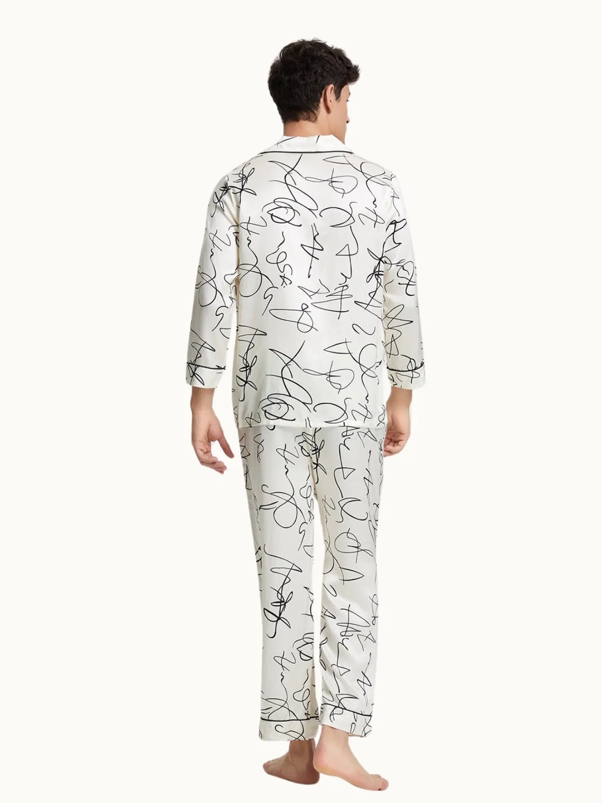 Men's Artistic Printed Silk Pajamas Set