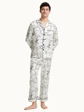 Men's Artistic Printed Silk Pajamas Set