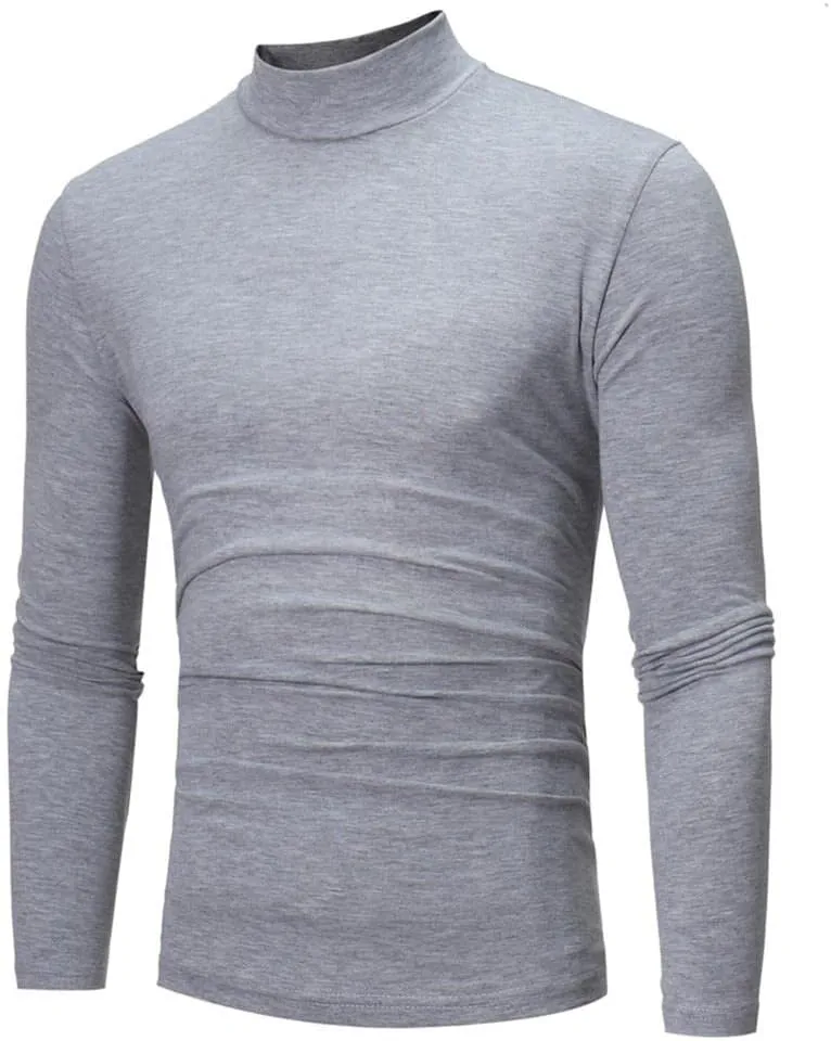 Mens Cotton Thermal Basic Tops Slim Fit Mock Turtleneck Base Layer Shirt Basic Designed Long Sleeve Strenchy Sweatshirts