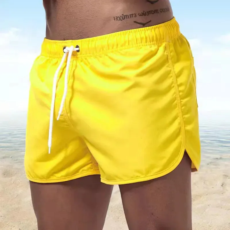 Mens Summer Soild Colour Swimming Trunks