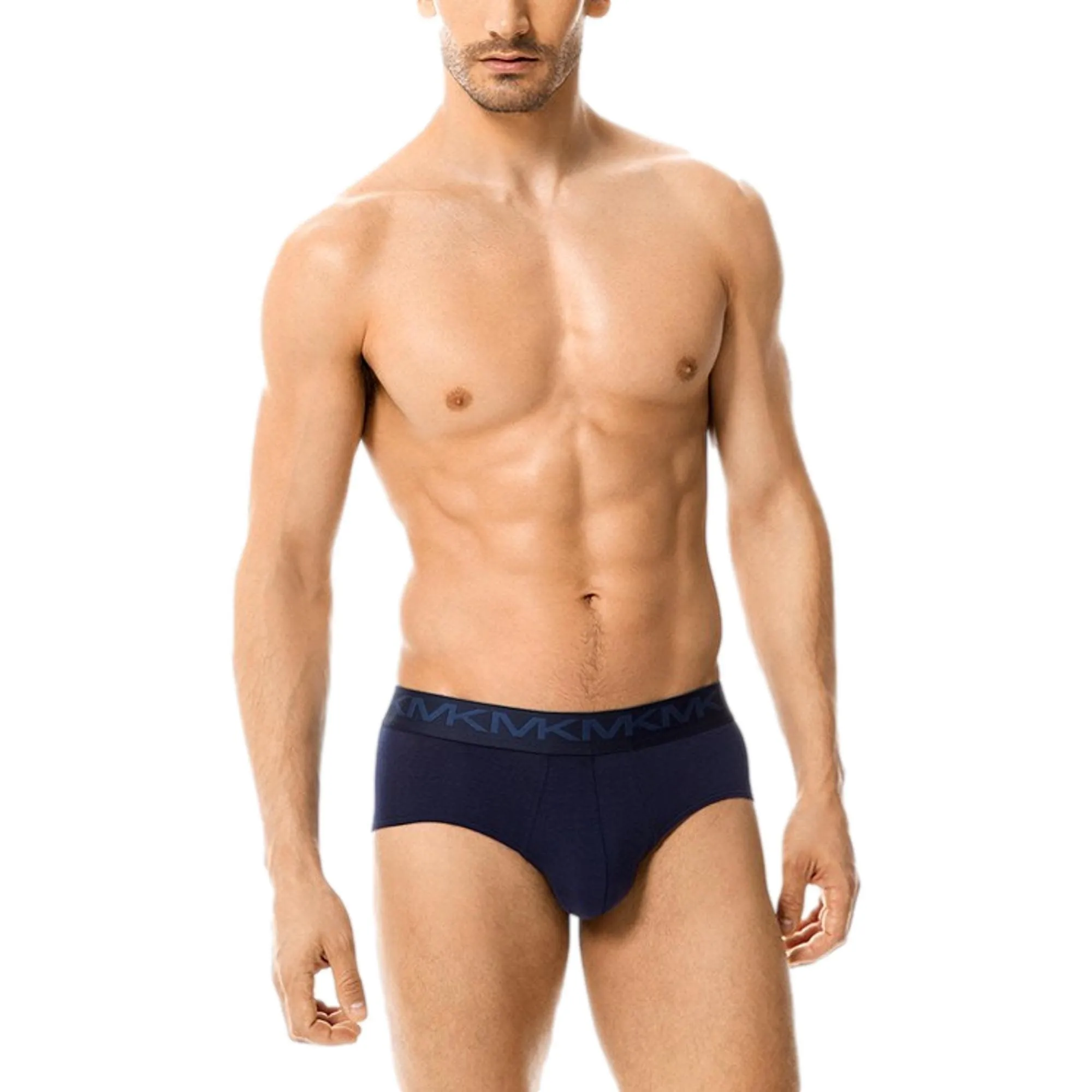 Michael Kors Stretch Factor Cotton Low Rise Brief 3 Pack - Navy/Grey/Black
