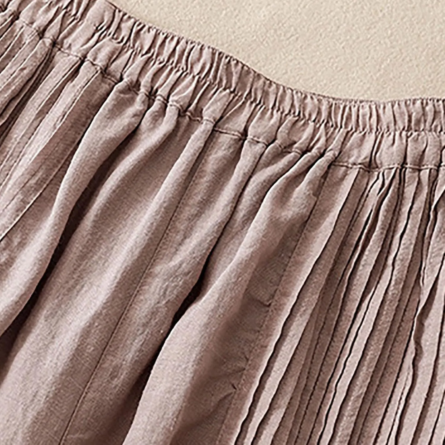 Mzkdieey Cotton Linen Palazzo Pants for Women Culottes Dressy Summer Wide Leg Pleated Flowy Pants Boho Casual Beach Trousers