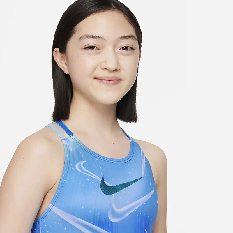 Nike - Girls' Aurora Swoosh Spiderback One Piece (Photo Blue)