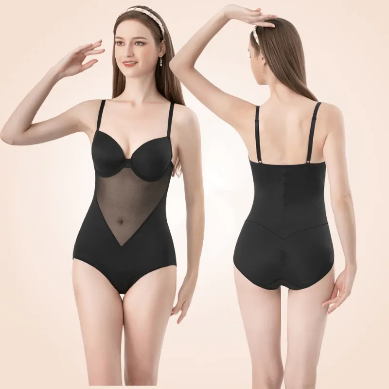 One-Piece Mesh Lowback Bodysuit Thong Shapewear