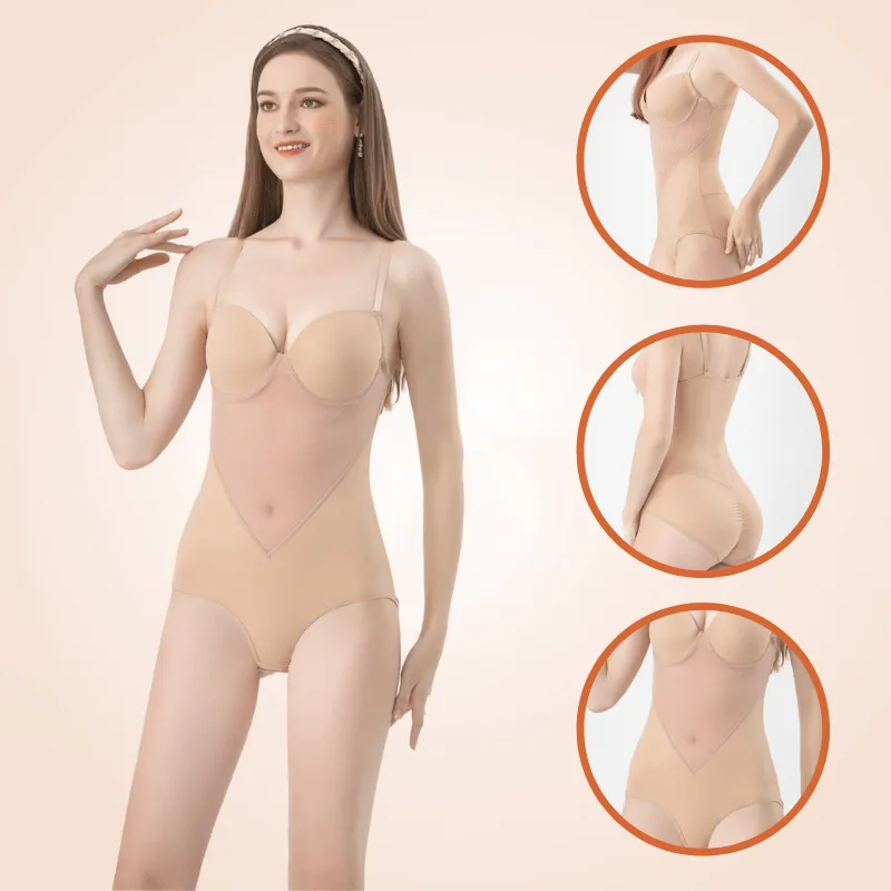 One-Piece Mesh Lowback Bodysuit Thong Shapewear