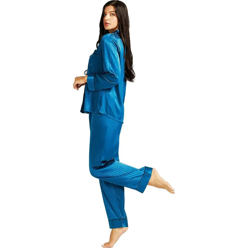 Patterned Satin Button Down Pajama Sets