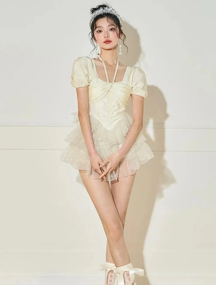 Pearl Whisper Balletcore One Piece Swimsuit