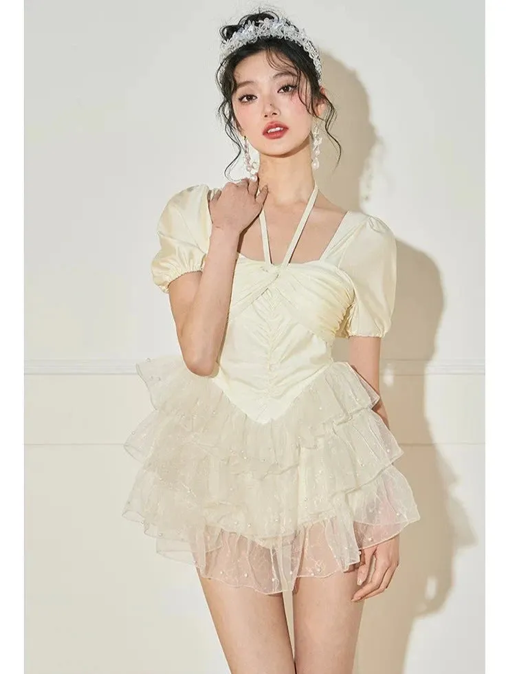 Pearl Whisper Balletcore One Piece Swimsuit