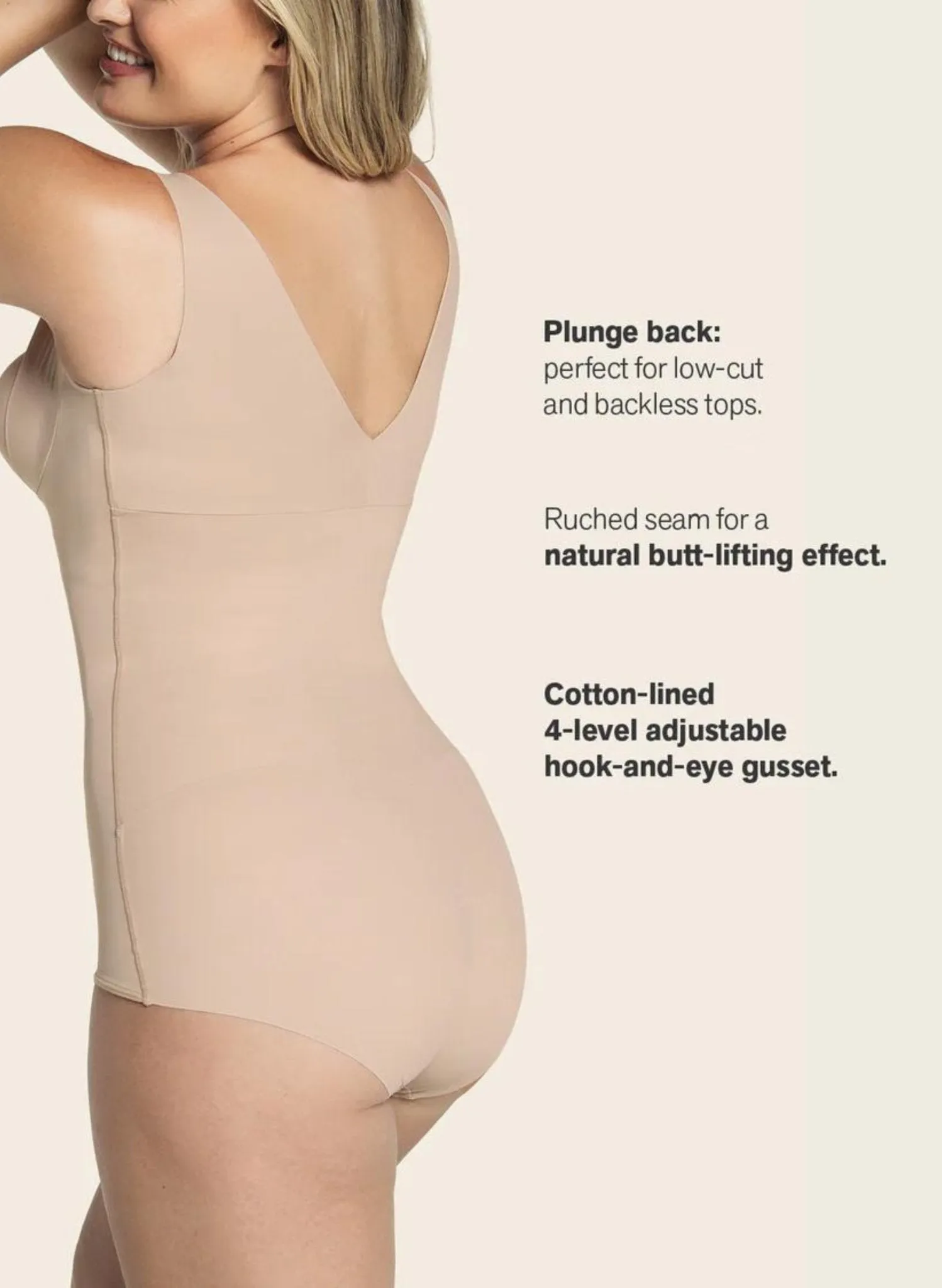 Plunge Back Classic Sculpting Body Shaper - Black