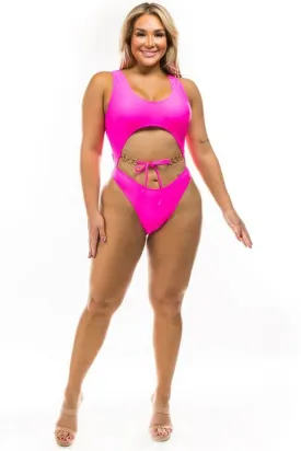 Plus Open Middle 1Pc Monokini Swimwear