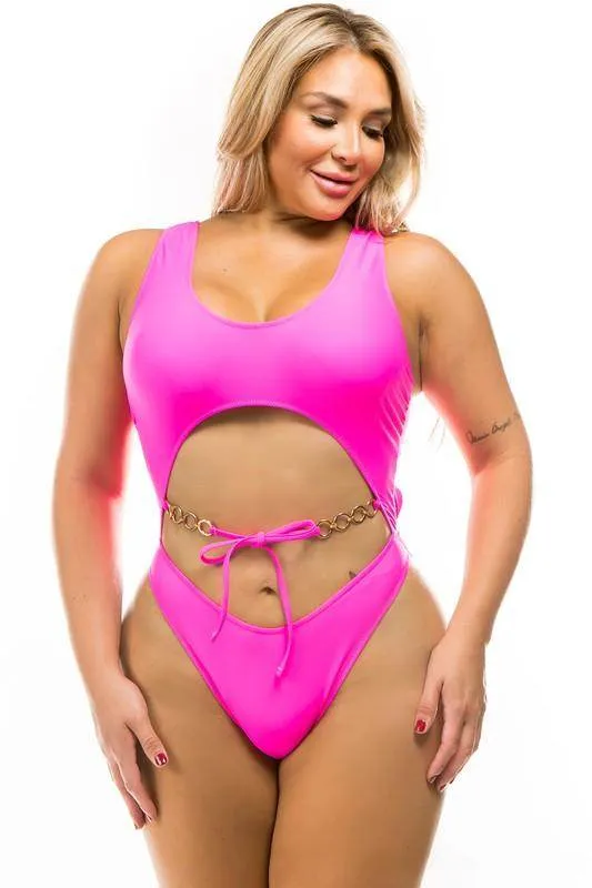 Plus Open Middle 1Pc Monokini Swimwear